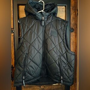 Women’s Black Quilted Hooded Vest